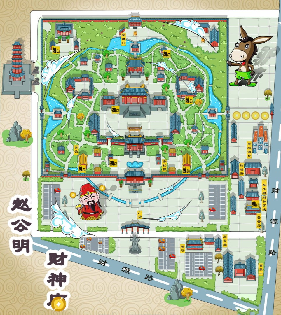 金城江寺庙类手绘地图