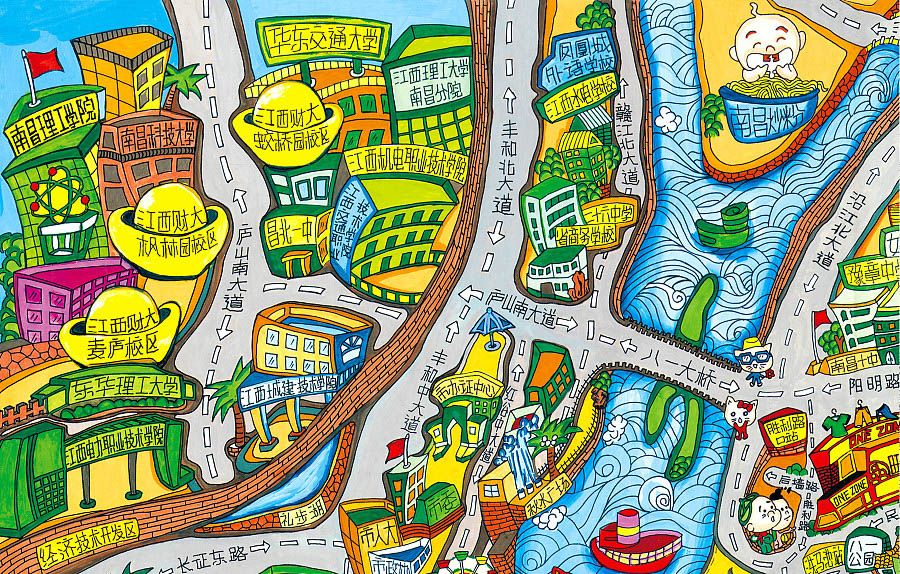 金城江手绘地图景区的历史见证